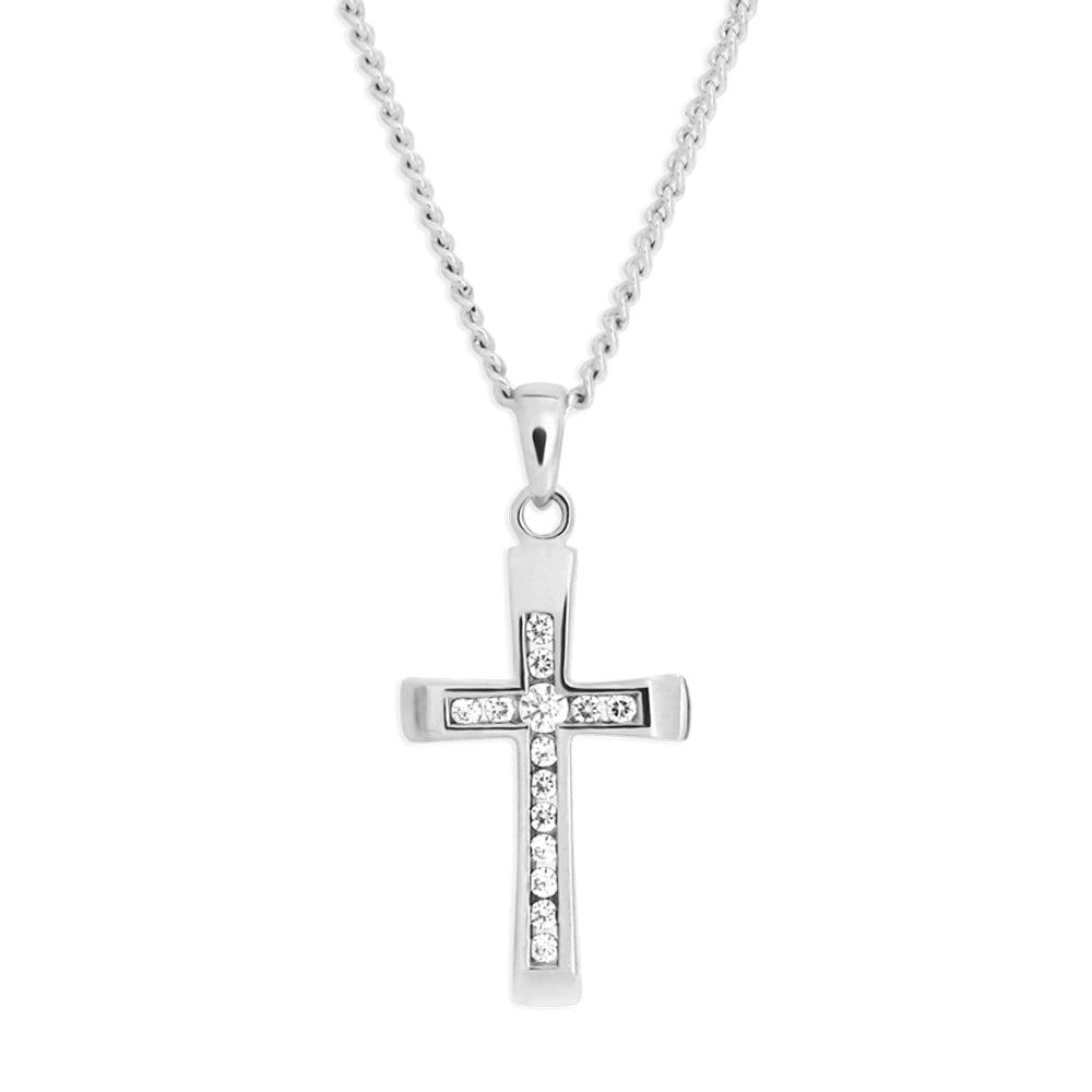 Exquisite 9ct White Gold Cubic Zirconia Religious Cross Pendant for Jewelry Lovers