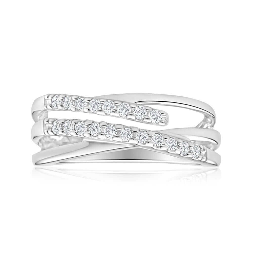 Stunning 9 Carat White Gold Ring Embellished with a Quarter - Carat of Diamonds