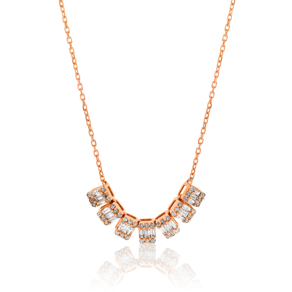 14 Carat Rose Gold 0.5 Carat Diamond Adjustable Necklace Chain Ranging from 38 to 43 cm