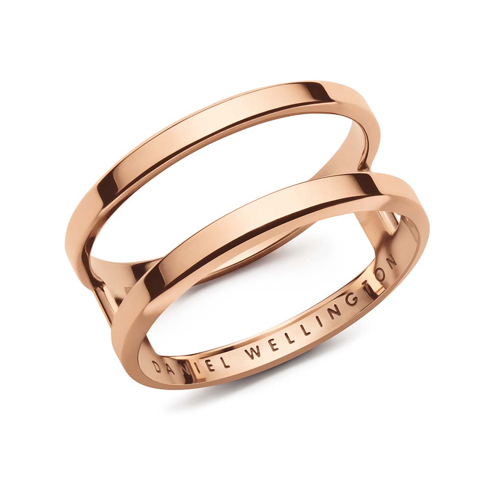 Daniel Wellington Rose Gold Plated Stainless Steel Elan Dual Ring in Size N