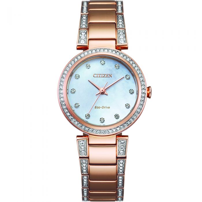 Citizen Eco-Drive Women's Elegant Rose Gold Crystal-Accented Watch EM0843-51D