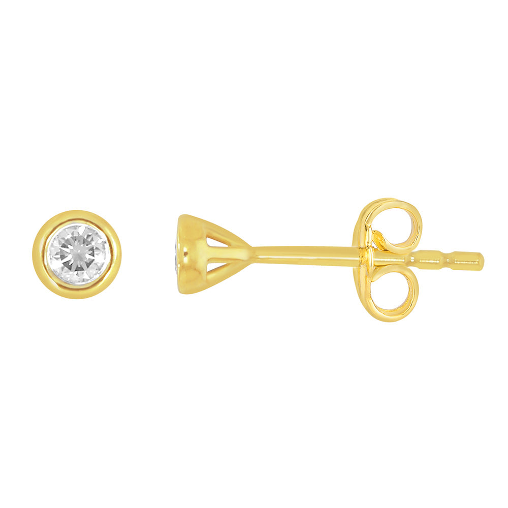 9 Carat Yellow Gold Diamond Stud Earrings with 0.10 Carat of Diamonds