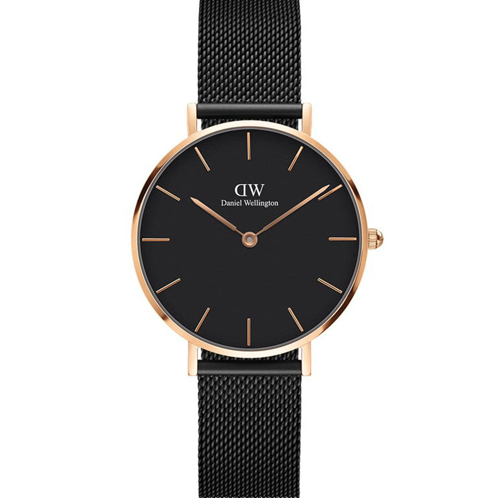 Daniel Wellington Petite Ashfield Ladies' Watch - DW00100201 with Matte Black Mesh Strap