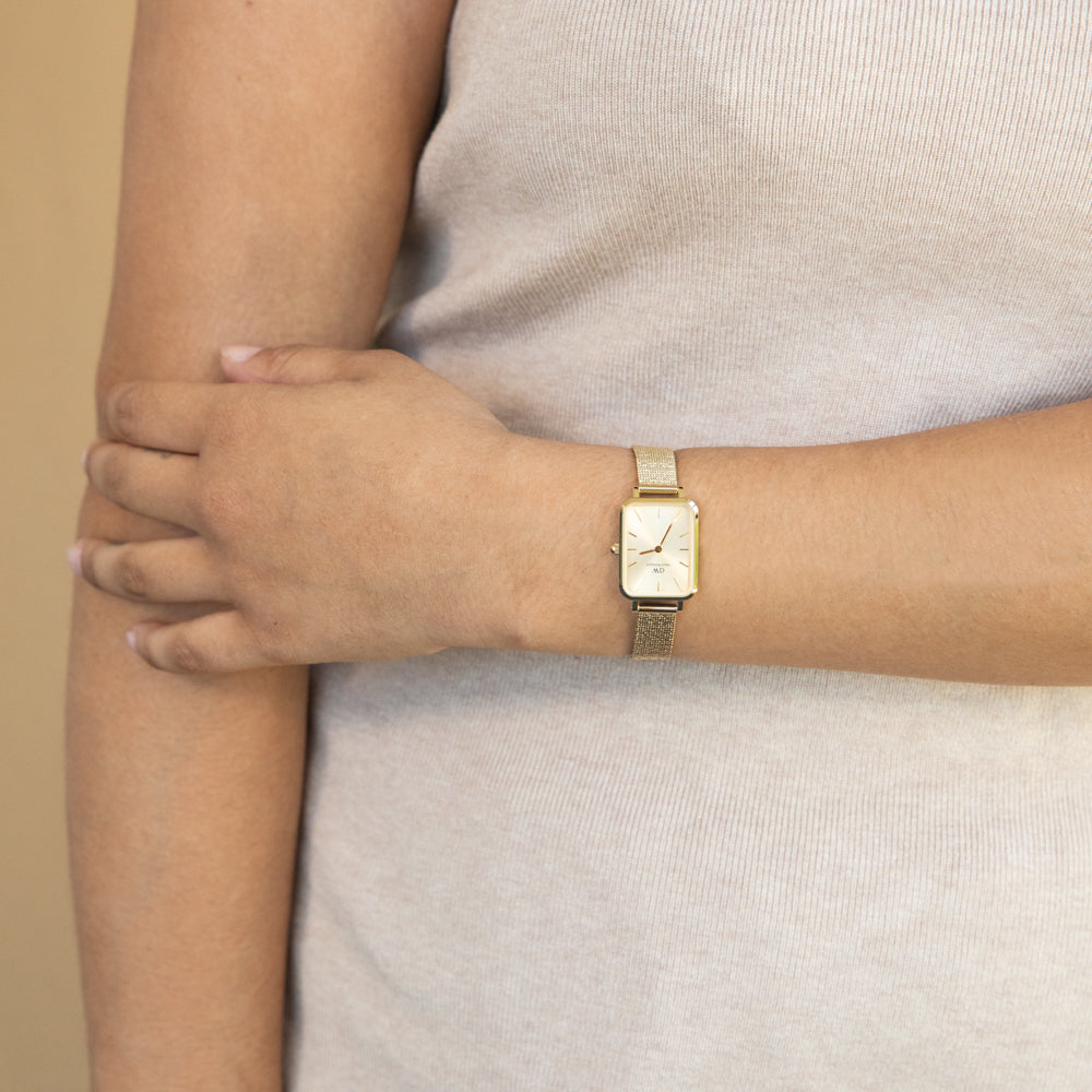 Daniel Wellington DW00100485 Gold Tone Mesh Quadro Unitone Classic Watch