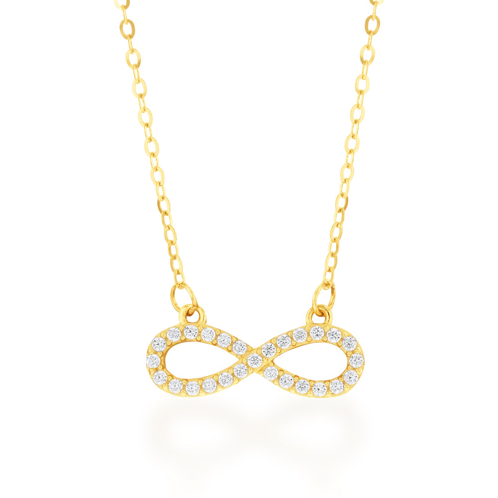 45cm 9 Carat Yellow Gold Everlasting Love Zirconia Infinity Necklace for a Timeless Gift