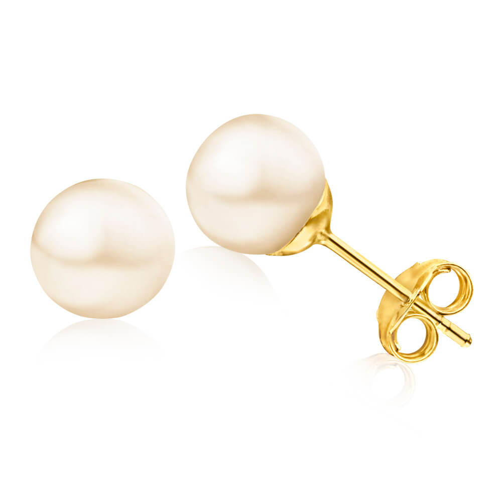 Stunning 9ct Yellow Gold Pearl Stud Earrings for Elegant Wear