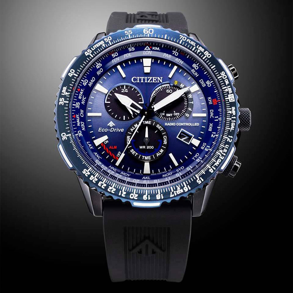 Citizen Promaster Sky Eco - Drive CB5006 - 02L with Blue Dial and Rubber Strap