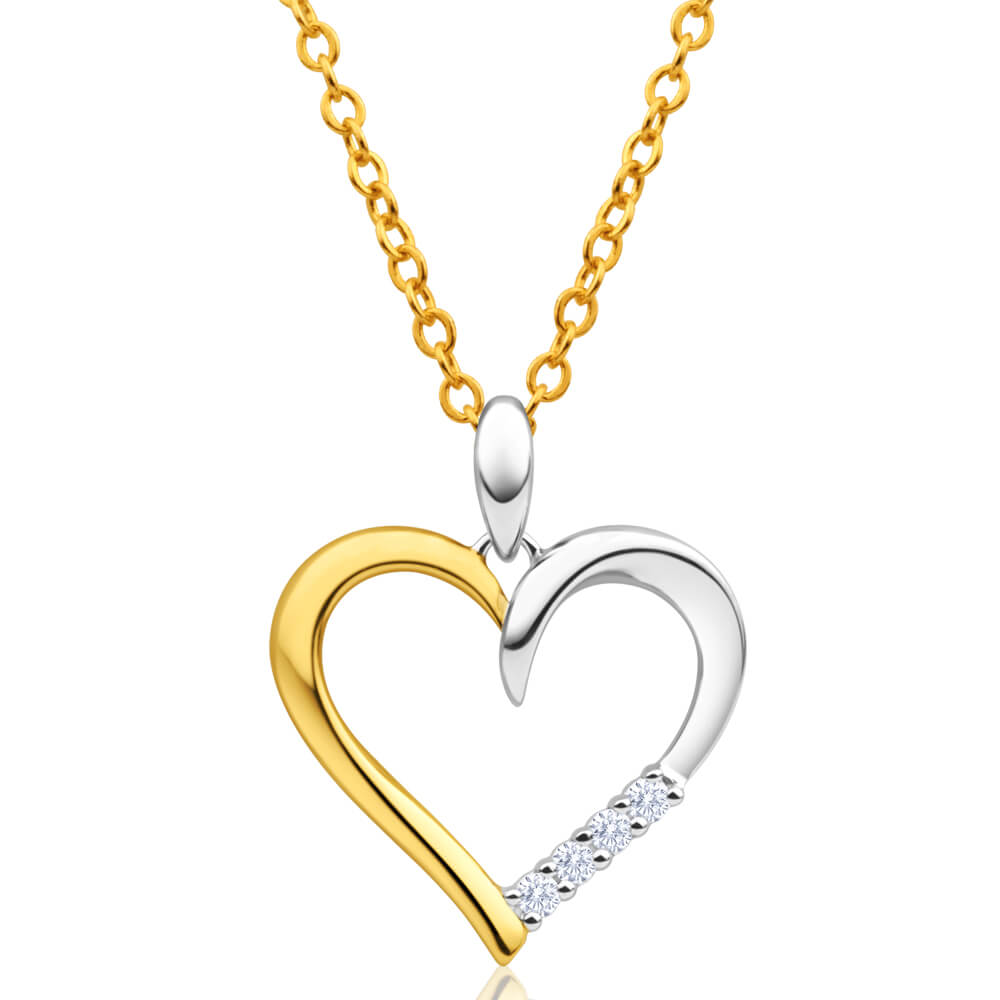 Exquisite 9 Carat Yellow and White Gold Diamond-Embedded Pendant for Jewelry Lovers