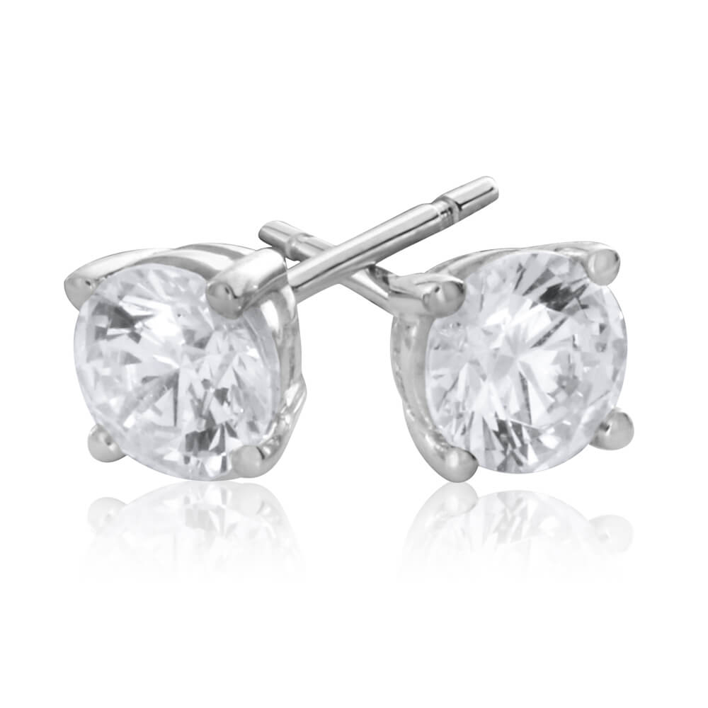 Exquisite 9 - carat White Gold Stud Earrings Embellished with Cubic Zirconia