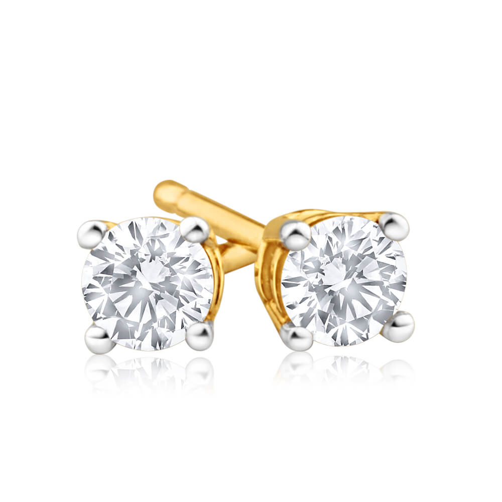Stunning 9ct Yellow Gold 1/4 Carat Diamond Stud Earrings for Everyday Elegance