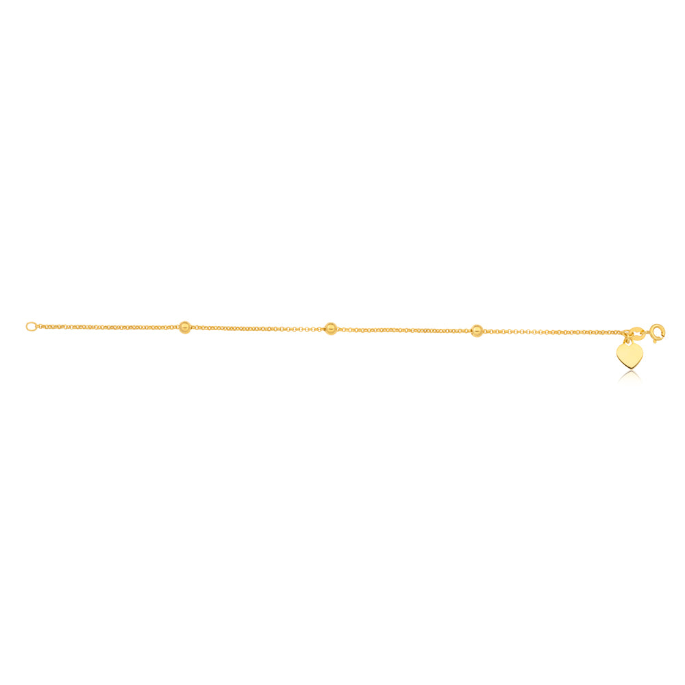 19cm 9-carat Yellow Gold Plated Belcher Style Heart Charm Bracelet - A Stunning Jewelry Piece