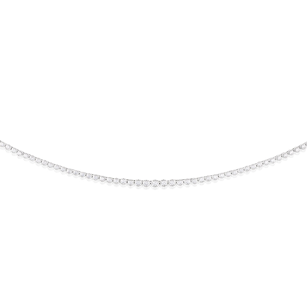 Stunning 14ct White Gold Diamond Necklace - 3 Carats of Brilliance with 157 Sparkling Diamonds, 43cm Length