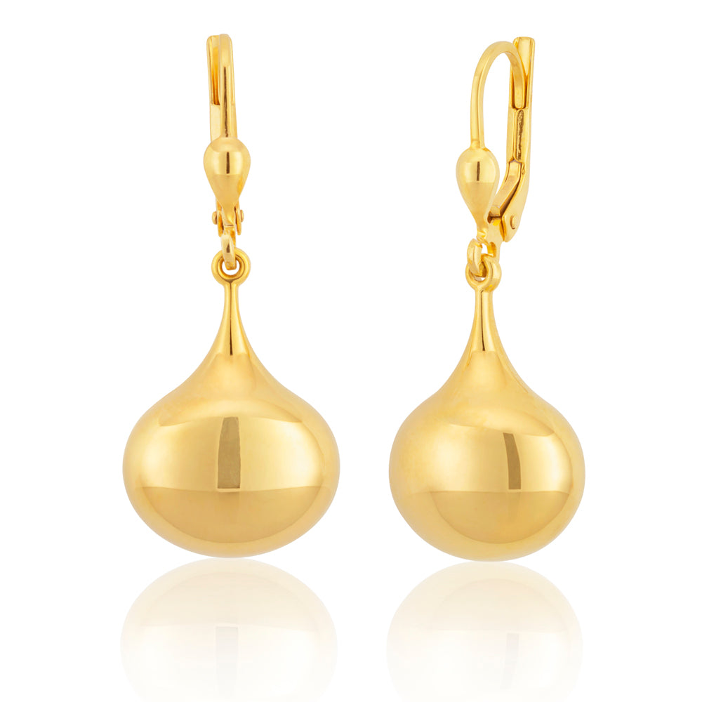 9ct Yellow Gold Filled Simple Ball Drop Lever - back Earrings for Stunning Look
