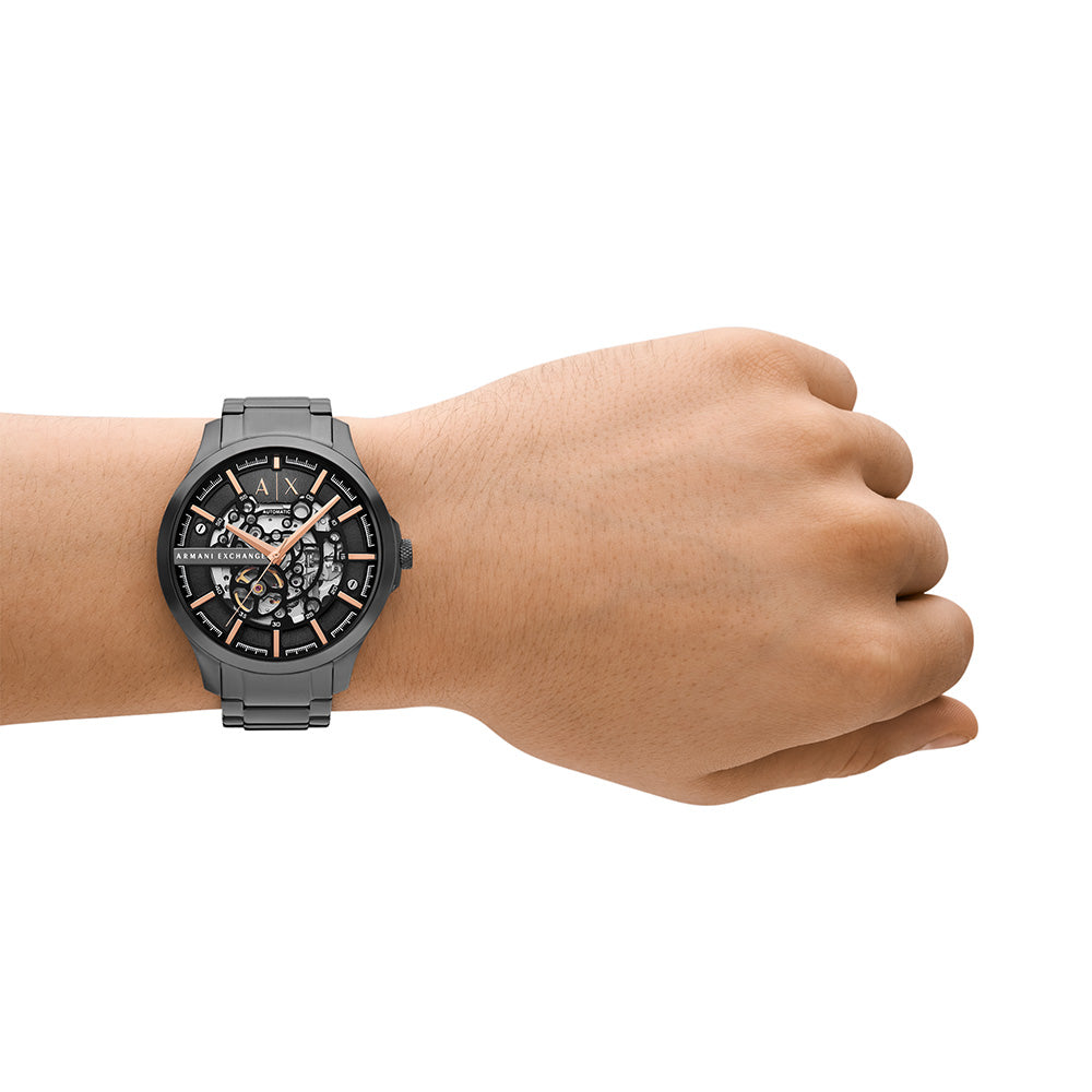 Armani Exchange AX2458 Hampton Watch with Gunmetal Grey and Rose Gold Accents