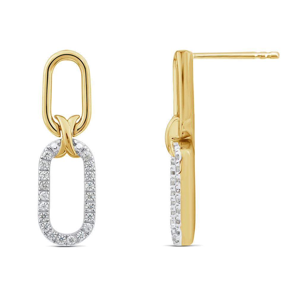 10ct Yellow Gold Shining Lab - Grown Drop - Style Diamond Earrings