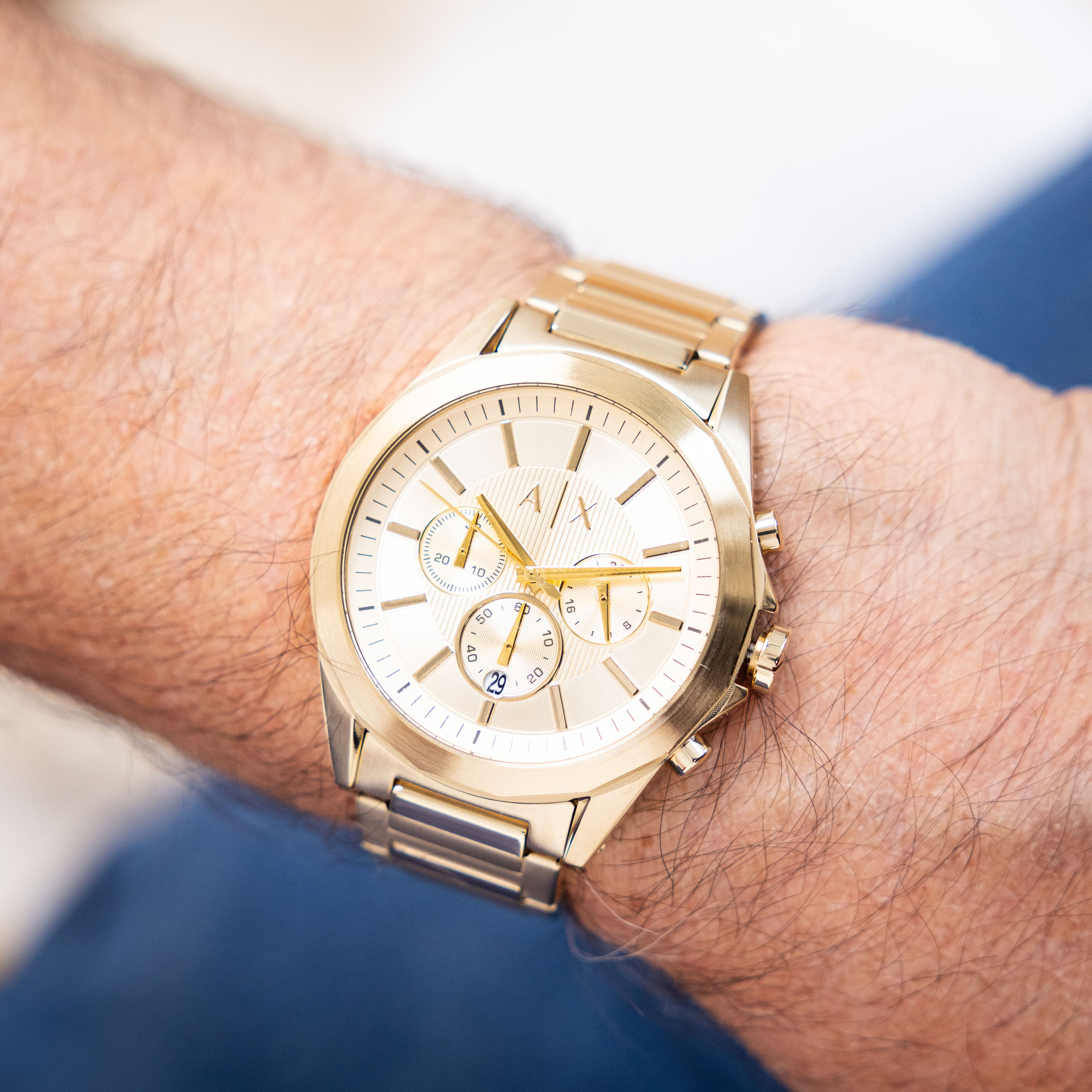 Armani Exchange AX2602 Drexler Gold Chronograph Watch with Date Display