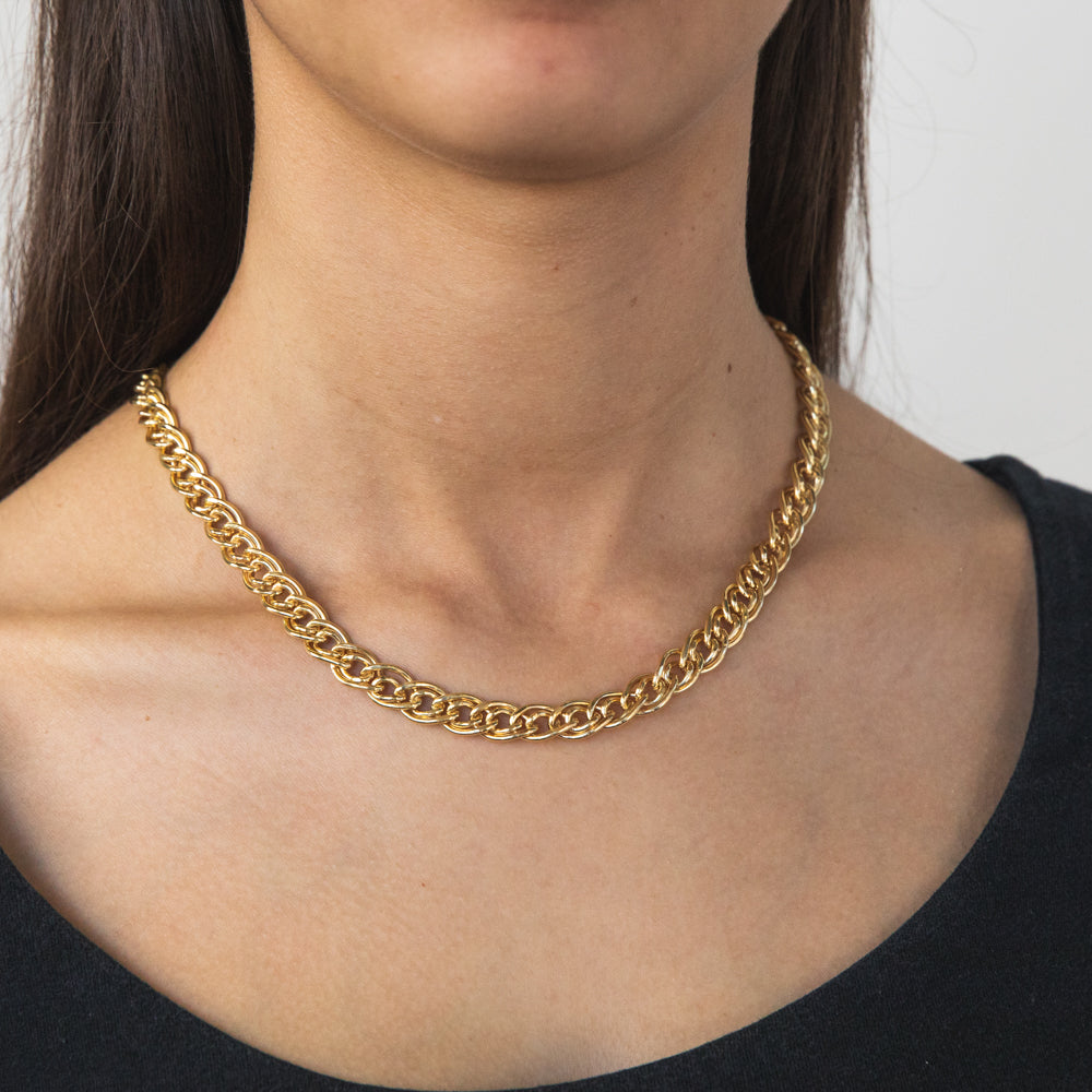 140 Gauge 45cm 9ct Yellow Gold Filled Double Curb Fashionable Chain
