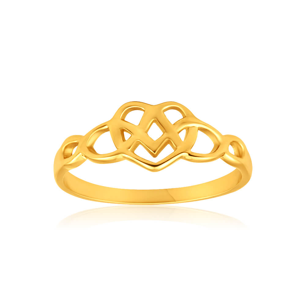 Exquisite 9 Carat Yellow Gold Celtic Design Ring for Jewelry Lovers