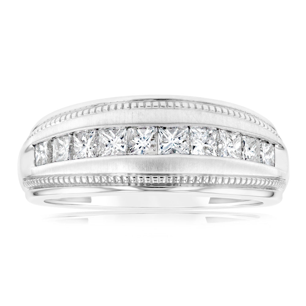 Stunning 1 Carat Diamond Ring for Gents in 10ct White Gold