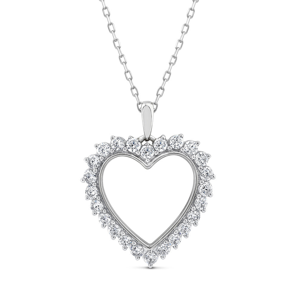 Exquisite 10ct White Gold Heart-shaped 0.95 Carat Lab-grown Luminescent Diamond Pendant, a Jewelry Delight
