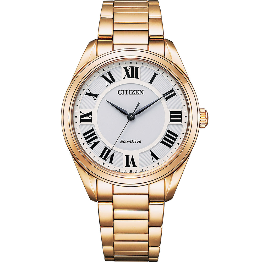 Stylish Citizen Eco - Drive Women's EM0973 - 55A Dress Watch in Yellow Gold Tones