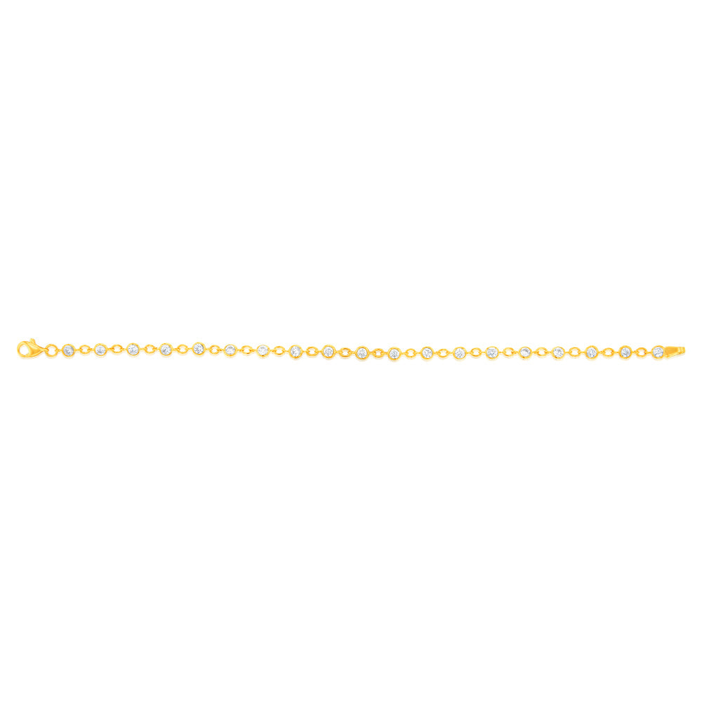 19cm 9ct Yellow Gold Bracelet with Fancy Cubic Zirconia