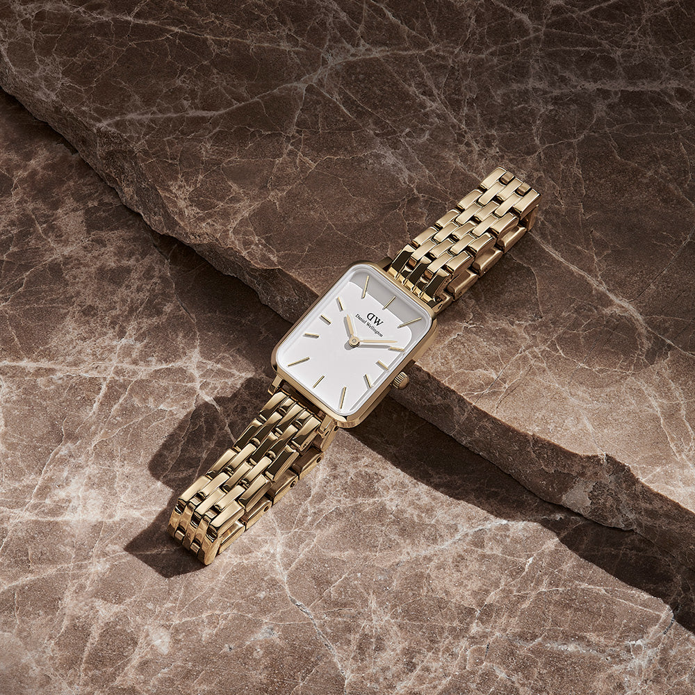 Daniel Wellington DW00100622 Quadro Link: Eggshell White Dial with Gold Case & Bracelet