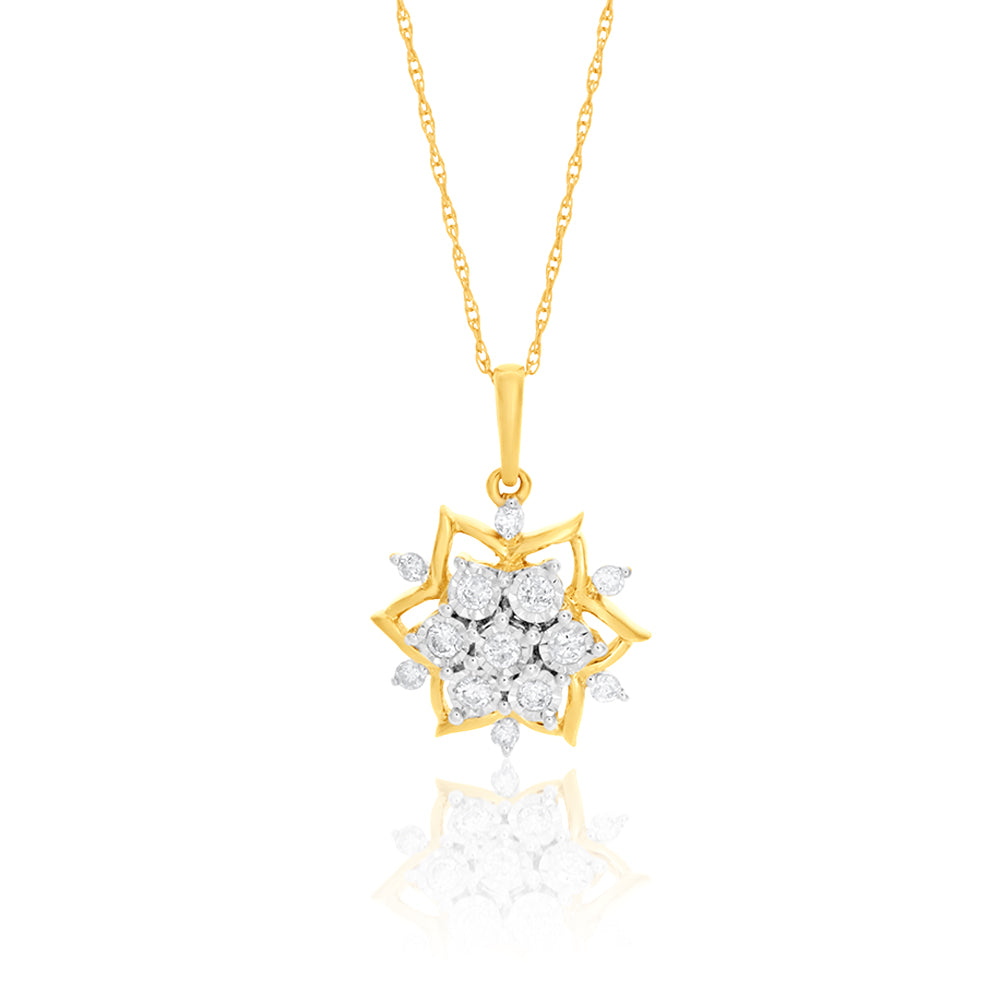 Exquisite 9ct Yellow Gold 1/4 Carat Diamond Pendant with a 45cm 9ct Yellow Gold Chain for Jewelry Lovers