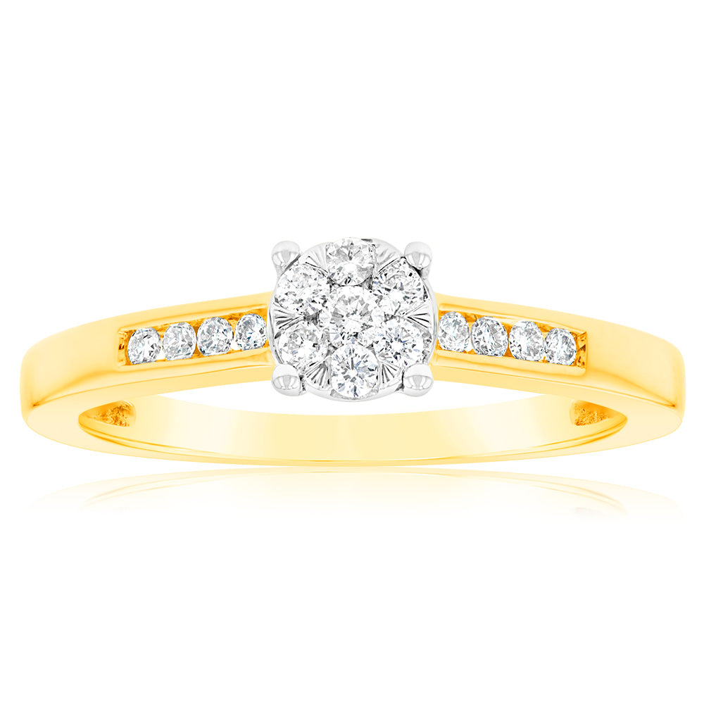 Stunning 9ct Yellow Gold 1/5 Carat Diamond Dress Ring for Special Occasions