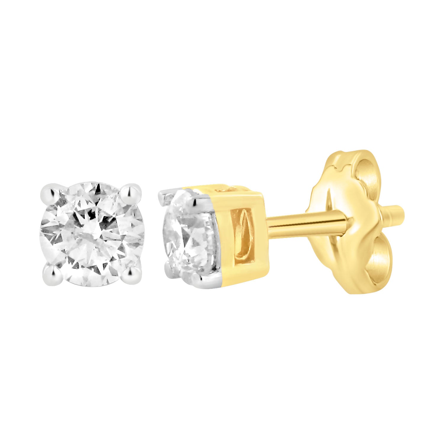 Exquisite 9 Carat Yellow Gold Three - Quarter Carat Diamond Stud Earrings for Daily Wear
