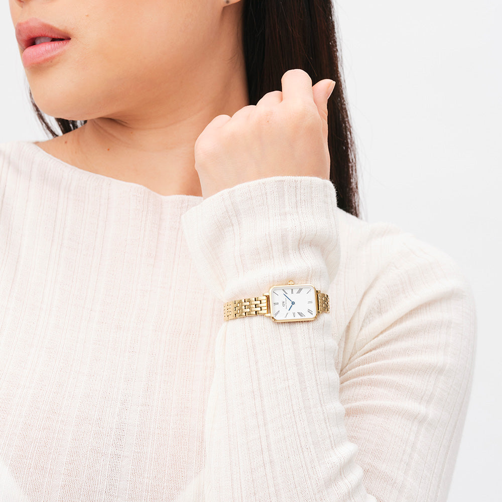 Daniel Wellington Luxury Gold Quadro Stainless Steel Watch DW00100688 with Roman Numerals