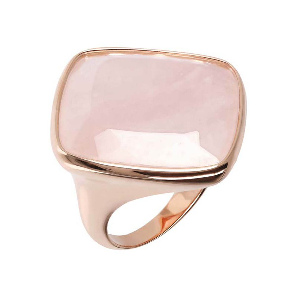 Bronzallure Adjustable Rose Gold Plated Square Rose Quartz Fashion Ring (Size Range from N1/2 to P, Non - Resizable)