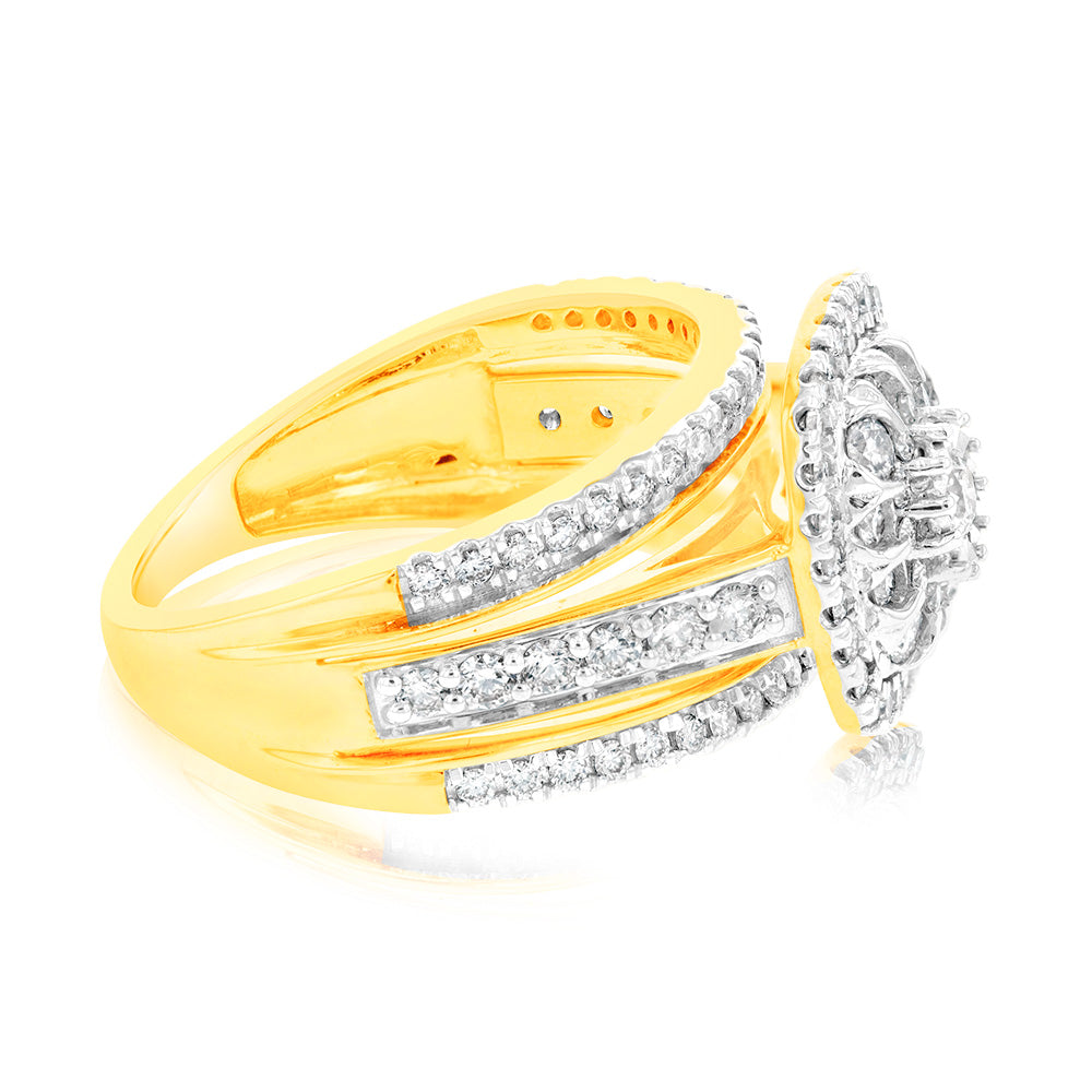Exquisite 9ct Yellow Gold Dress Ring with 1.00ct Sparkling Diamonds