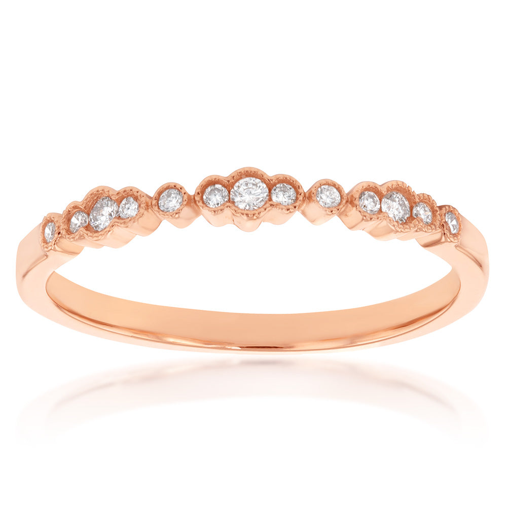 Exquisite 10-Carat Rose Gold Ring with 1/10 Carat Diamonds