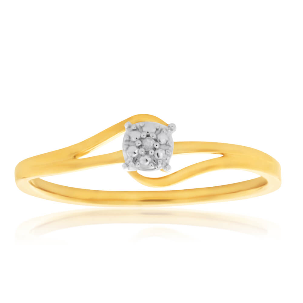 Stunning 9ct Yellow Gold HJ Bead - Set Diamond Ring for Special Moments