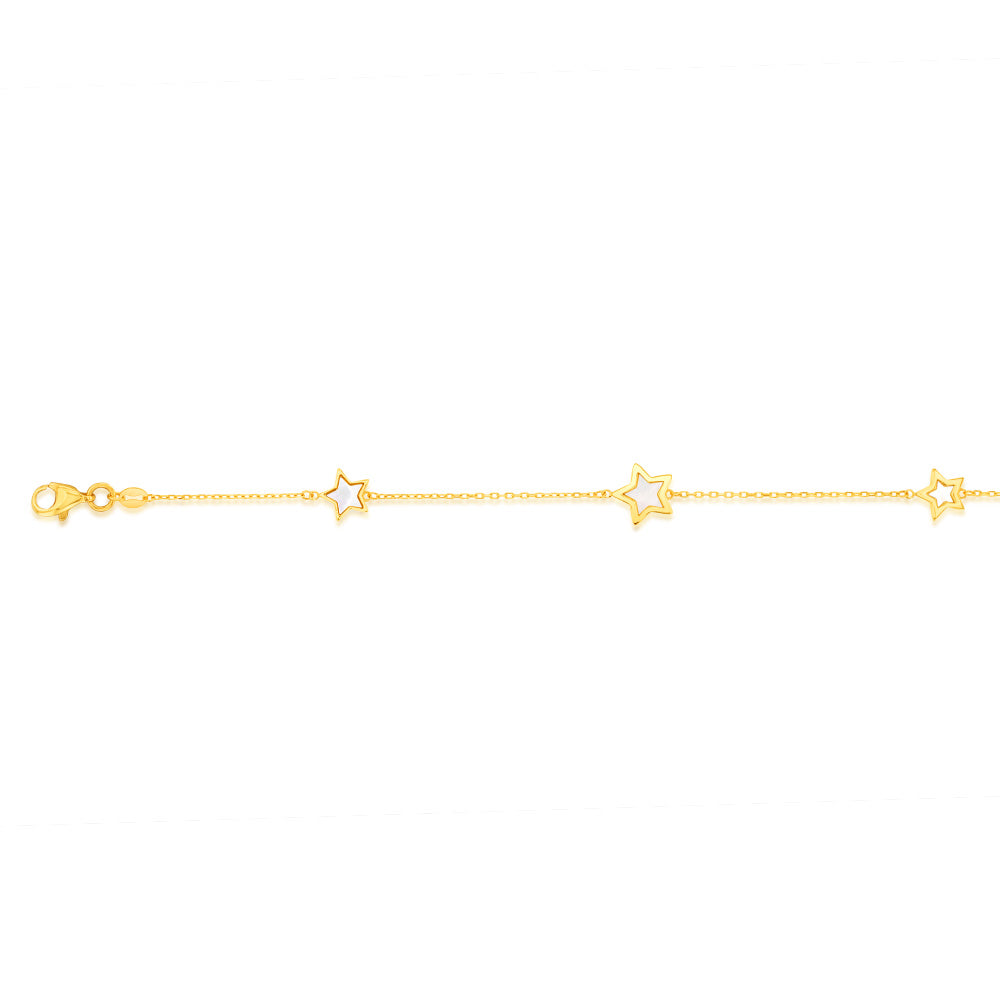 19cm 9-carat Yellow Gold Bracelet Featuring Mother-of-Pearl Stars