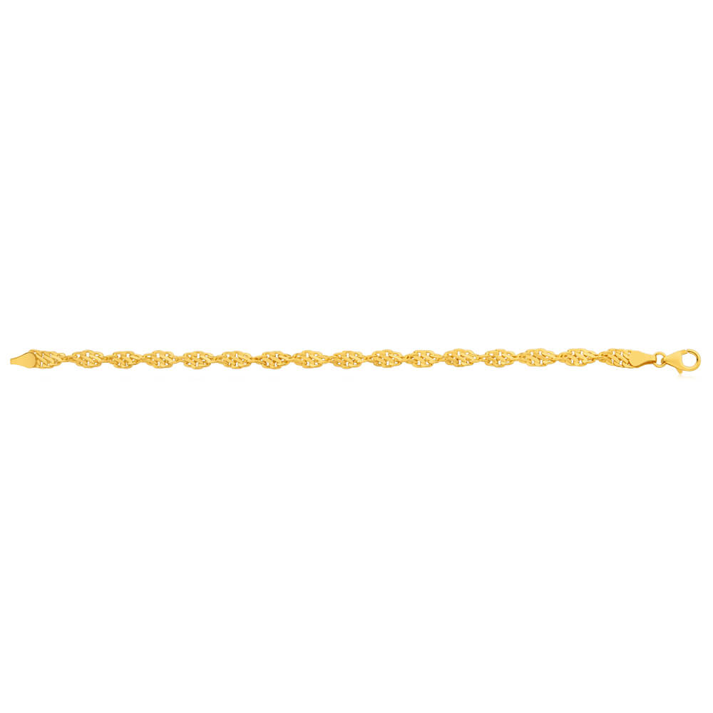 19cm 9ct Yellow Gold-Copper Filled 70Gauge Stylish Singapore Bracelet