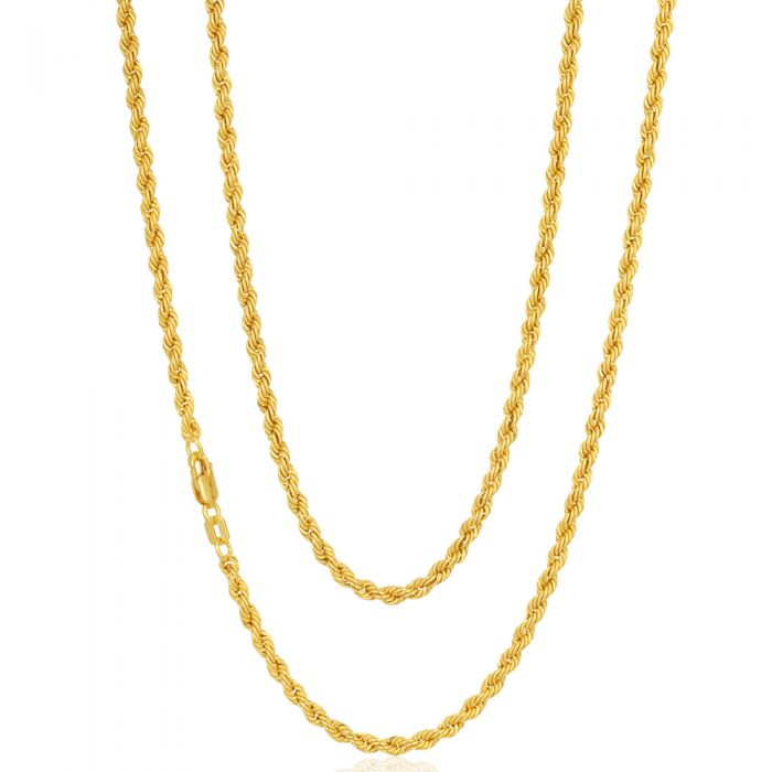 50cm 50 Gauge 9ct Yellow Gold Filled Rope Style Chain
