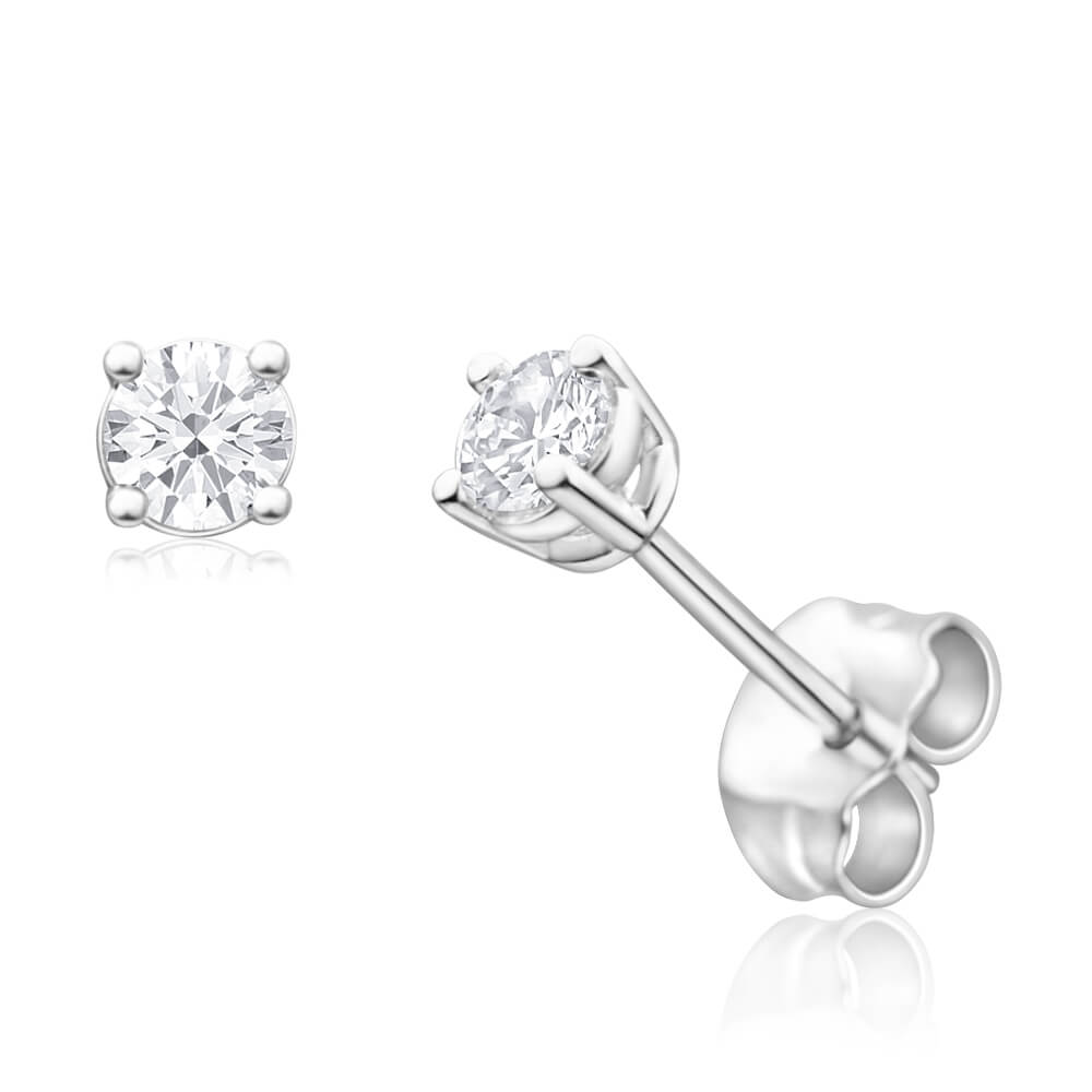Stunning 9ct White Gold Stud Earrings Set with Two Gorgeous Brilliant Cut Diamonds