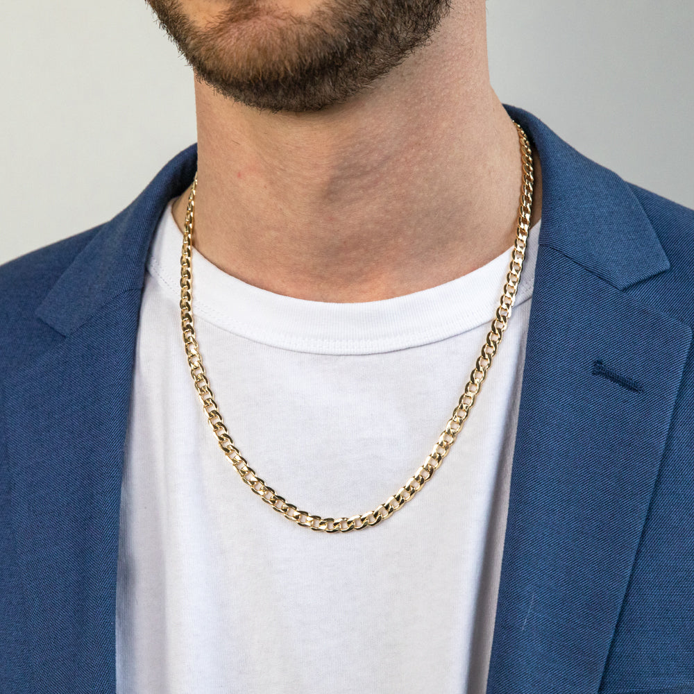 9 Carat Yellow Gold-Copper Filled Everyday Flat Curb Chain for All Occasions