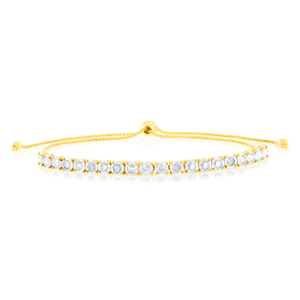 Exquisite 1 Carat Diamond Bracelet Crafted in 10ct Pure Yellow Gold Jewelry