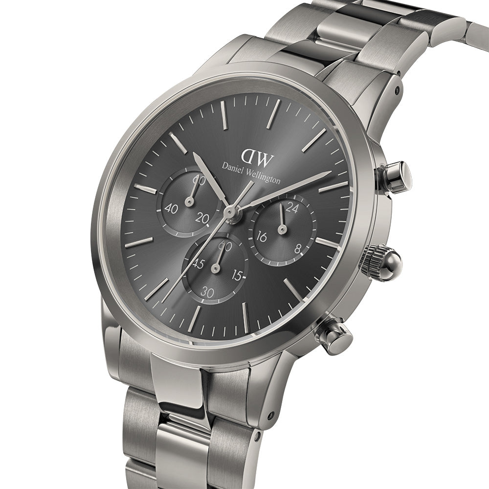 Daniel Wellington Men's Iconic Matte Grey Link Chronograph Watch DW00100643