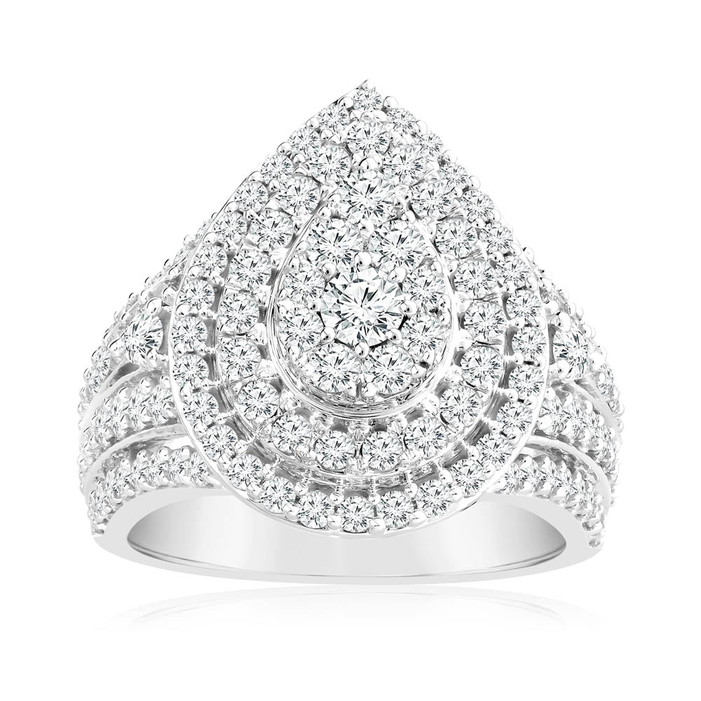 Exquisite 1.90 Carat Pear - Shaped Diamond Ring in 10ct White Gold