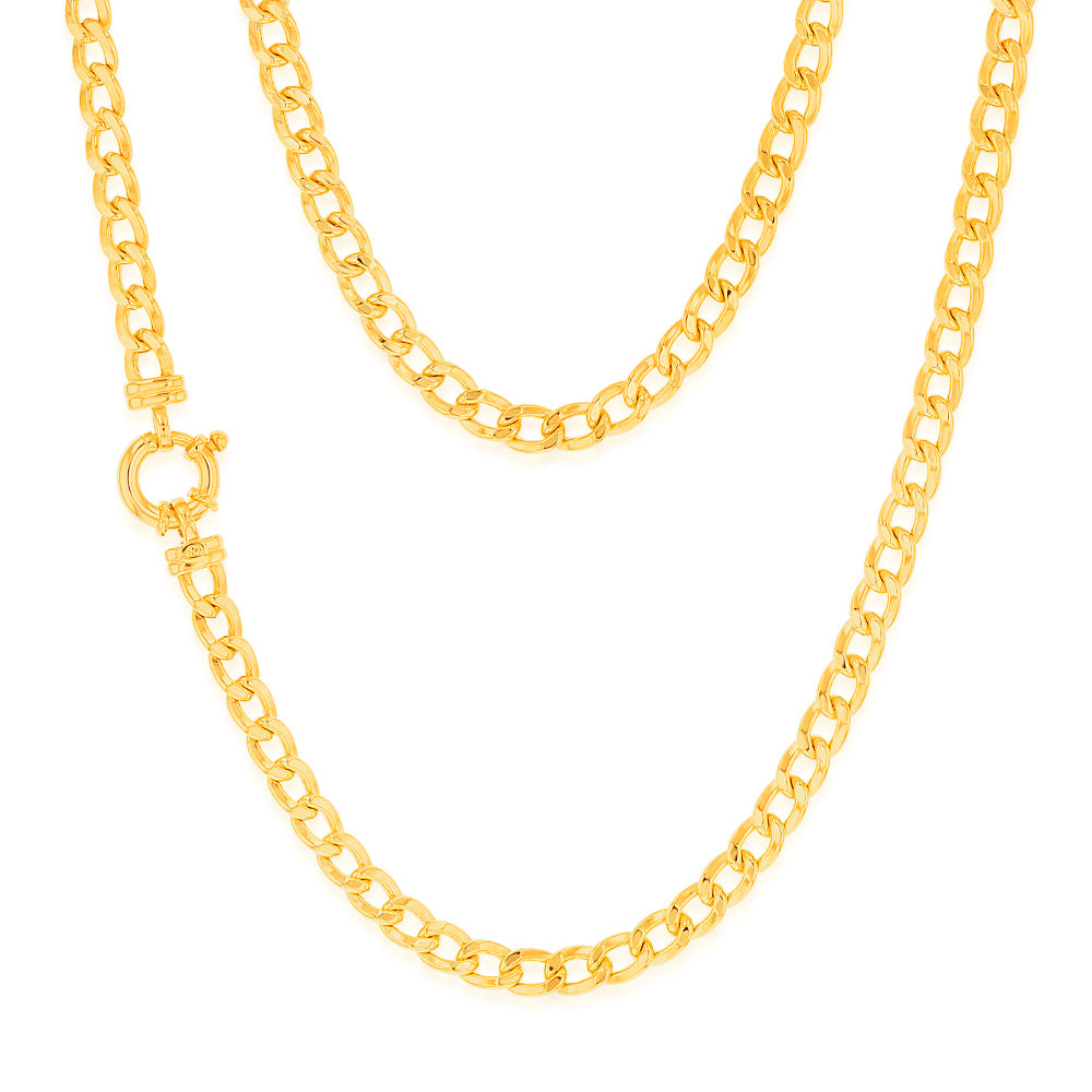 45cm 150Gauge 9ct Yellow Gold-Coated Copper Filled Curb Chain with Clasp