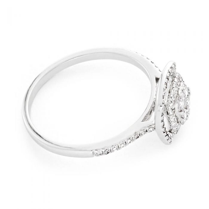 Stunning 9ct White Gold Diamond Ring Featuring a 1/2 Carat Diamond and 73 Brilliantly Cut Diamonds for Women