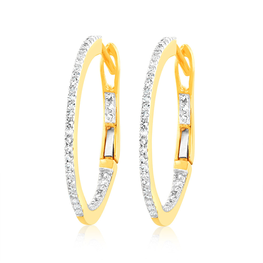 1/4 Carat Shining Lab - Grown Hoop Diamond Earrings in 9ct Yellow Gold