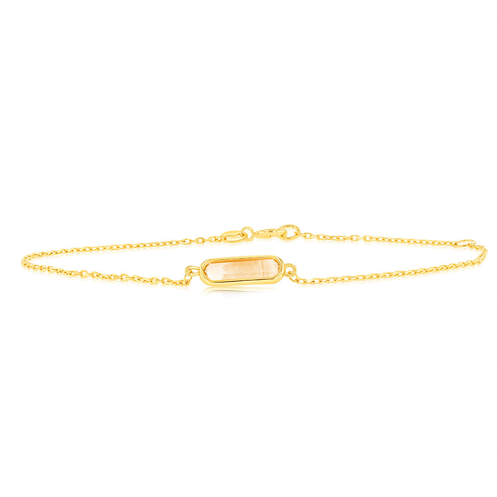 19cm 9-carat Yellow Gold Bracelet Adorned with Natural Quartz