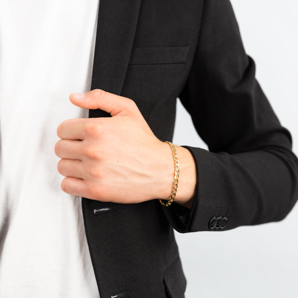 9 Carat Yellow Gold Copper - Filled Curb Bracelet, Ideal for Layering, 21cm Length and 150 Gauge