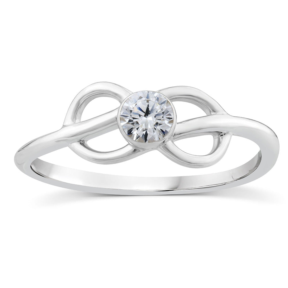 10 Carat White Gold Lab - Created Luminescent Infinity - Design 0.23 Carat Diamond Engagement Ring in Size N½