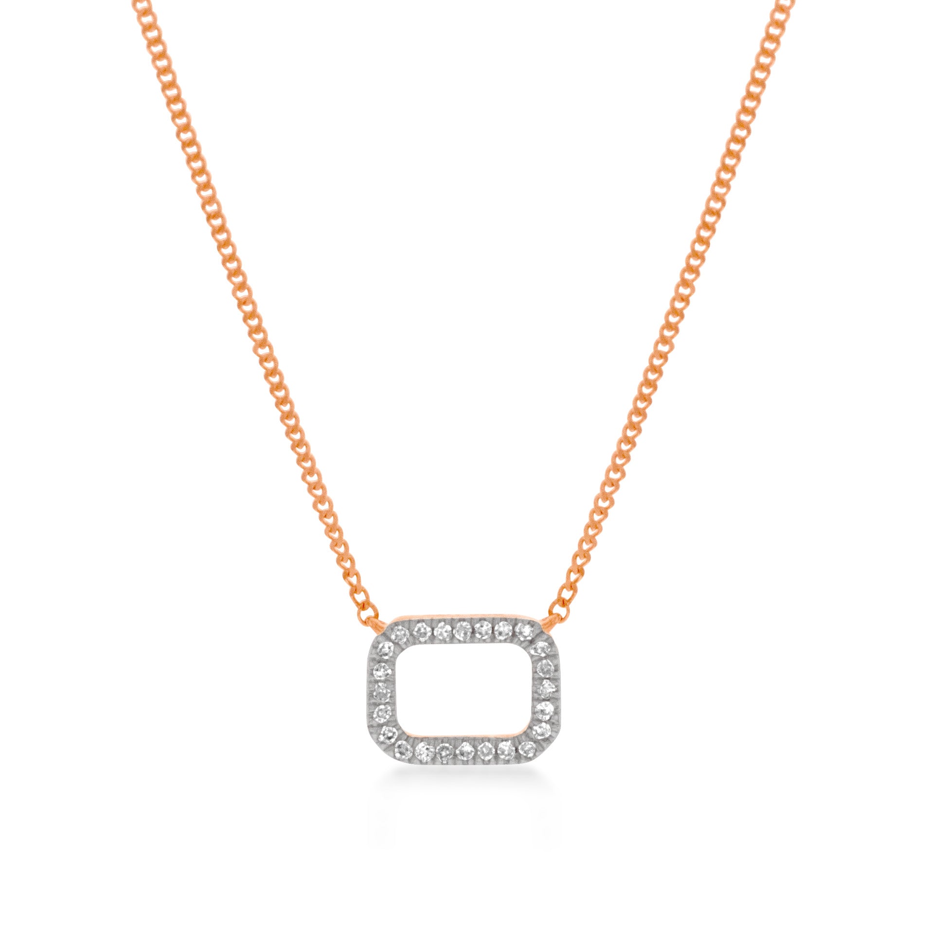 Exquisite 14-Carat Rose Gold Diamond Pendant Necklace with 24 Brilliant Diamonds on a 45cm Chain